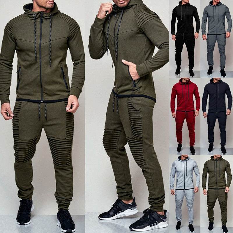 Hirigin 2 pieces Autumn Running tracksuit men Sweatshirt Sports